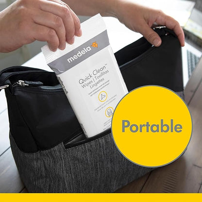 Medela Quick Clean Wipes for On-the-Go Cleaning of Breast Pumps, Accessories, and Various Surfaces, Plant-based, Resealable, 12 Pack of 30