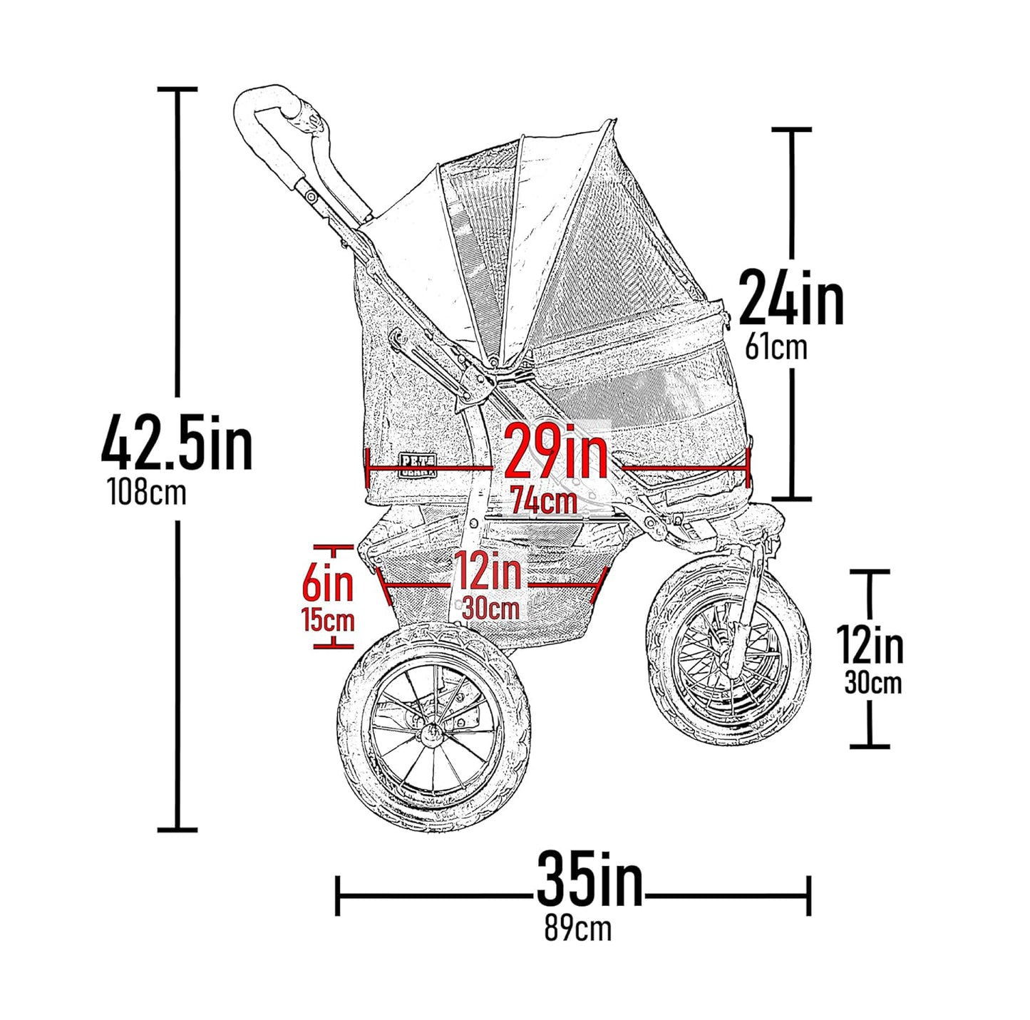 Pet Gear No-Zip Jogger Pet Stroller for Cats/Dogs, Zipperless Entry, Airless Tires, Easy One-Hand Fold, Cup Holder + Storage Basket, Salt- Extra Large