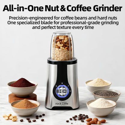 Blenders and Food Processor Combo, 13Pcs 4 in 1 Blender for Shakes and Smoothies,17oz Meat Grinder baby food&10oz Spice Grinder 42oz Family&24oz to-go Cups,Dishwasher Safe,Silver