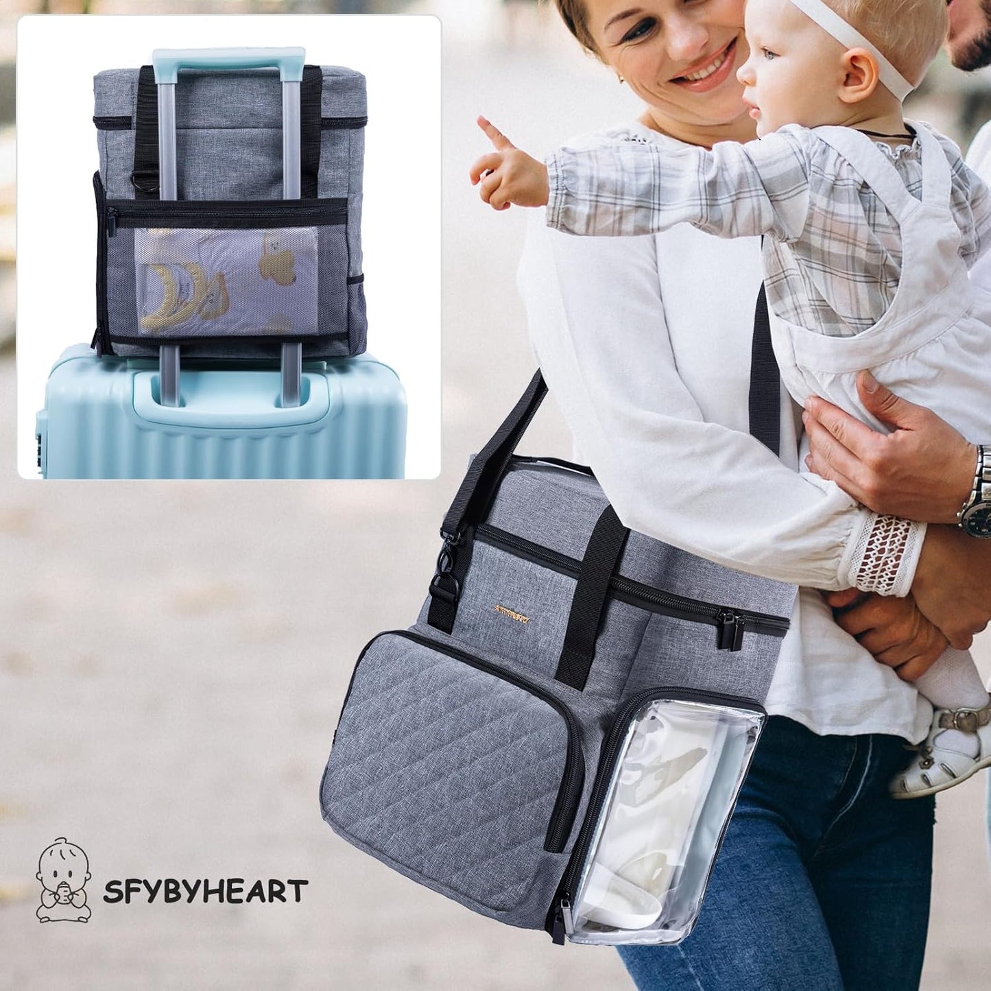 SFYBYHEART Carrying Case Compatible with Baby Brezza Formula Pro Advanced Formula Dispenser Machine Carrying Bag - Baby Formula Mixer Travel Bag with Pockets for Baby Essential, Pumps, Baby Bottles