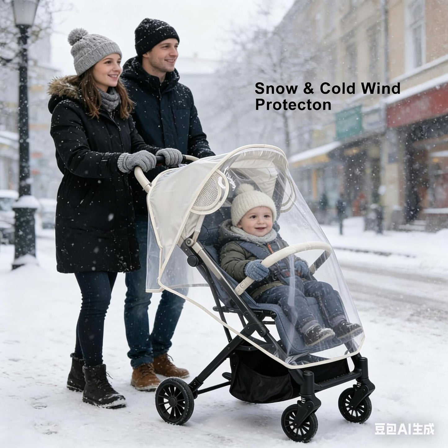 Clear Stroller Rain Cover, Universal Stroller Accessories, Waterproof Travel Weather Shield Breathable Baby Stroller Cover, Safety EVA Protect from Wind, Dust, Snow