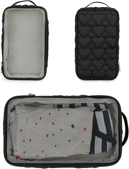 MOMIGO Baby Diaper Bag Organizer Pouches - 2 Pack Waterproof Pod Hanging Diaper Bag Mesh Bag Reusable, Washable or Baby Cloth Diapers (Black)