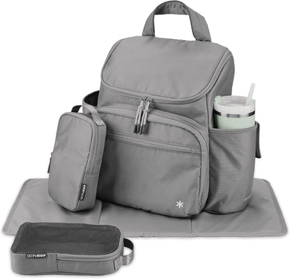 Skip Hop Diaper Bag Backpack: Forma, Multi-Function Baby Travel Bag with Changing Pad & Stroller Attachment, Jet Black