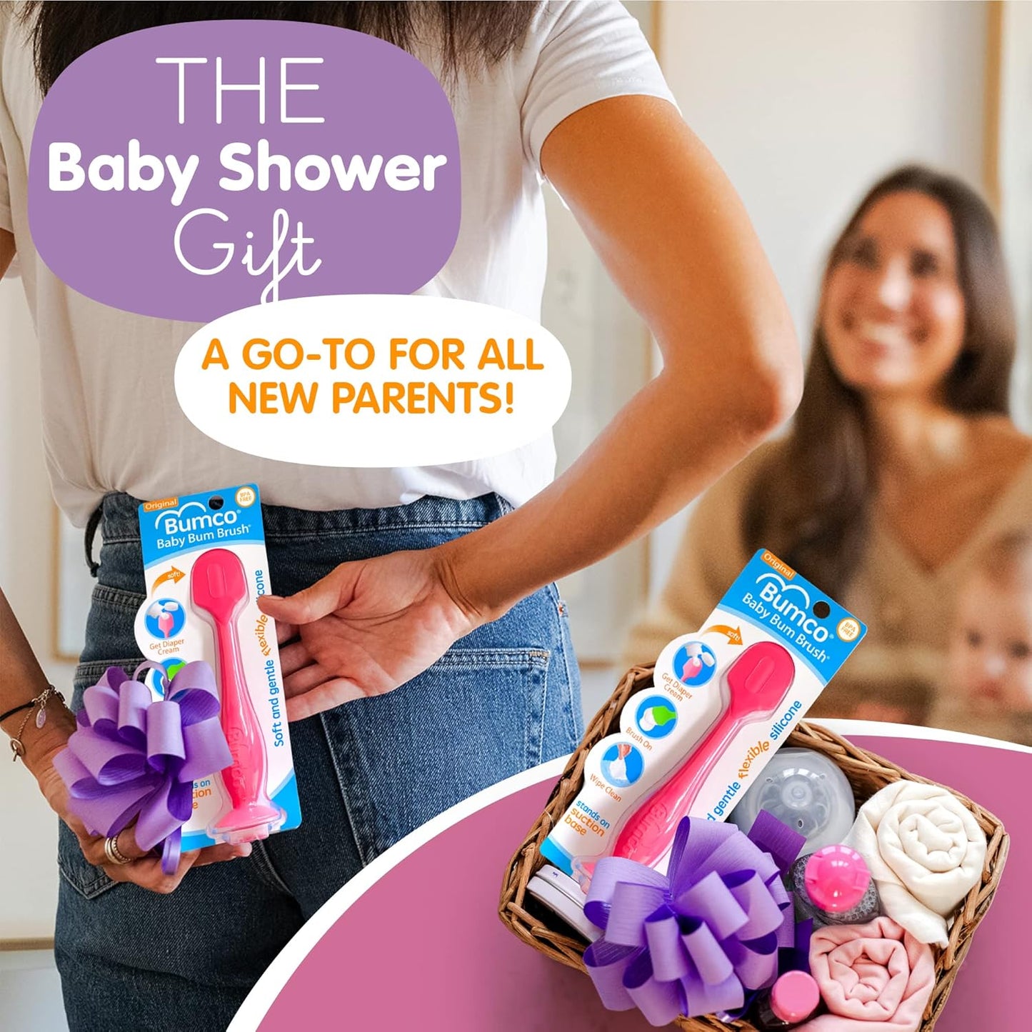 Baby Bum Brush - BPA-Free Diaper Cream Spatula with Suction Cup Base, Soft & Flexible Silicone, Wipe-Clean, Mom-Invented Diaper Bag Essentials