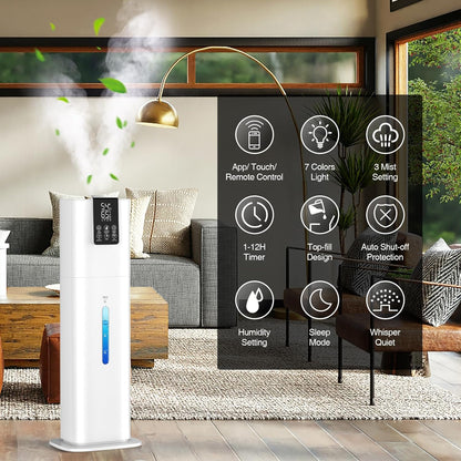Honovos Smart Humidifiers Large Room Bedroom Home, 2.11Gal(8L) Quiet Top Fill Cool Mist Humidifier, Smart App & Remote Control, 3 Speed Humidifier with 360° Nozzle, Humidity Setting for Baby Office