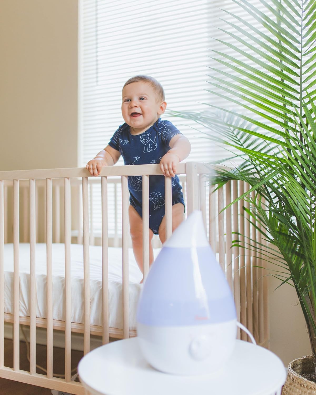 Crane Ultrasonic Cool Mist Humidifier for Bedroom, Baby Nursery, Kids Room, Plants, or Office, Large 1 Gallon Tank, Filter Optional, Clear and White