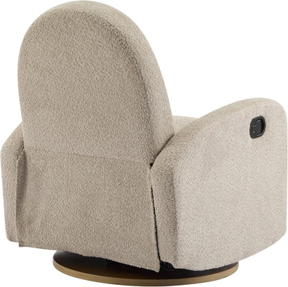 GDFStudio Swivel Glider Recliner Chair Nursery Rocker Recliner Chair with Boucle Upholstered High Back Single Seat Sofa Chair with Deep Seat Manual Nursing Reclining for Living Room, Light Green
