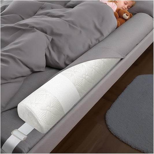 Asatdd Bed Rail for Toddlers with Adjustable Strap, Bed Guard Rail, Soft Memory Foam Toddler Bed Bumper for Twin, Full, Queen, King Beds with Washable Cover, 1 Pack