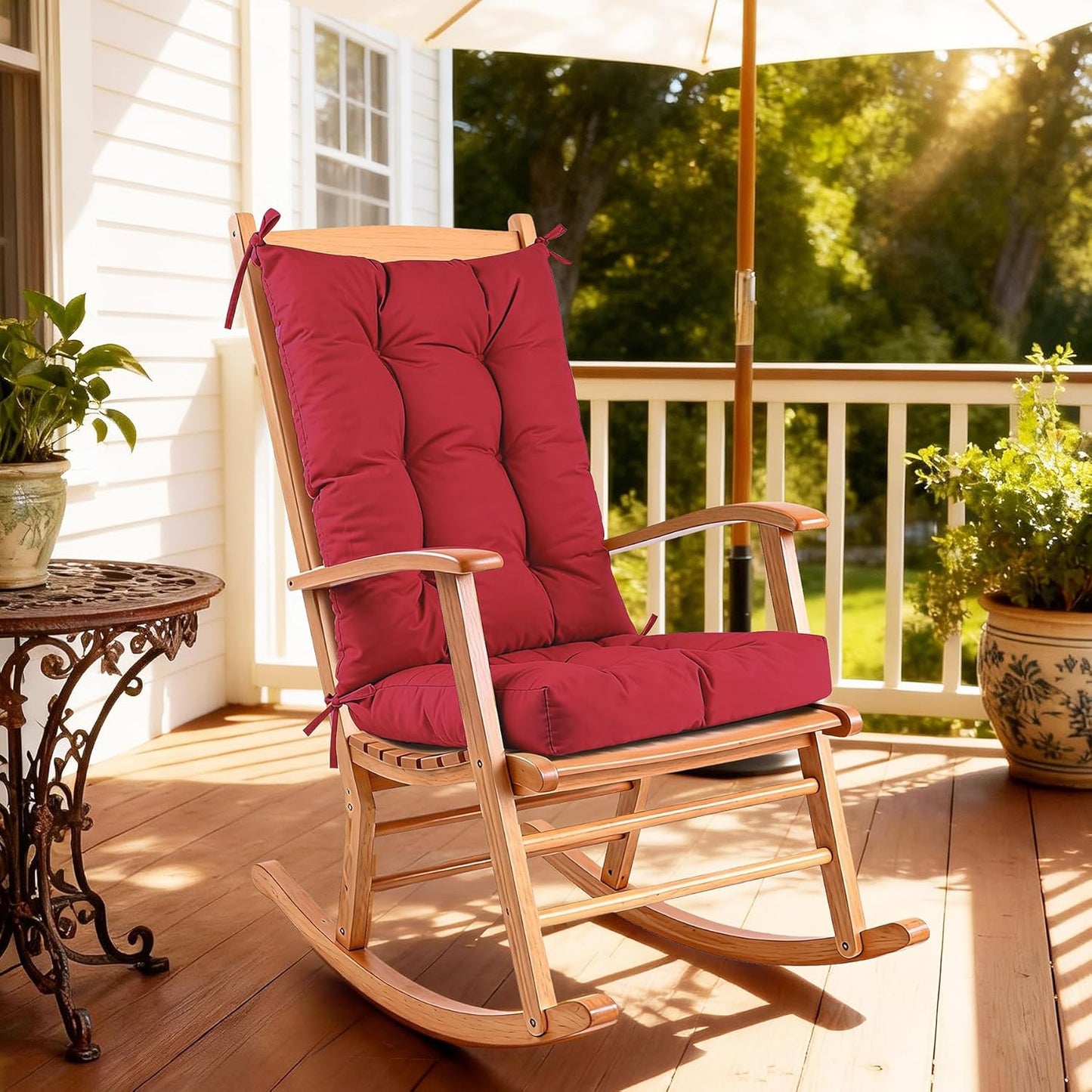 Rocking Chair Cushion with Ties Non-Slip Outdoor Rocking Chair Cushion Set Waterproof Fade-Resistant Porch Garden Patio Glider Rocker Cushions