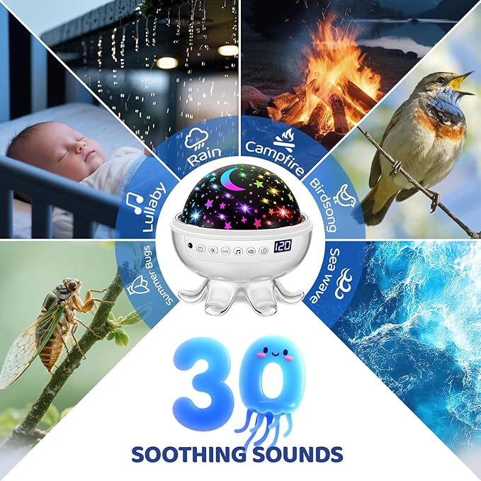Baby Sound Machine for Kids Night Light Projector with Star, 30 Soothing Sounds White Noise Machine for Sleeping, 31 Color | 4 Films Baby Sleep, Remote+Timer+3 Brightness Baby Gifts for Boy Girl