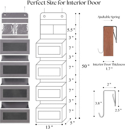 Giraffe Creation Over Door Organizer with 4 Large Capacity Pockets, Hanging Organizer Storage for Closet Bathroom Nursery Bedroom Dorm, Toys Cosmetics Sundries and Baby Essentials, Pink