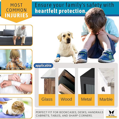 Soft Foam Corner Protectors for Baby, Bed Frame Corner Guards, Sharp Edge Desk Furniture Safety Cover Bumpers for Kids, 3M Adhesive Pre-Taped Rubber Padding Cushion (Black, 8 Pack)