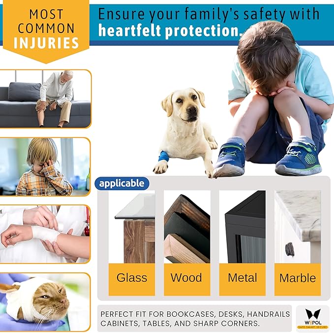 Soft Foam Corner Protectors for Baby, Bed Frame Corner Guards, Sharp Edge Desk Furniture Safety Cover Bumpers for Kids, 3M Adhesive Pre-Taped Rubber Padding Cushion (Black, 12 Pack)