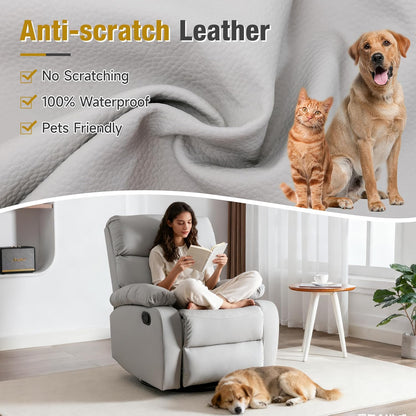 Rocking Chair Nursery Swivel Rocker Recliner Chair, High Back Adult Manual Recliner for Small Spaces, Glider Rocking Reclining Sofa for Living Room Bedroom, Beige