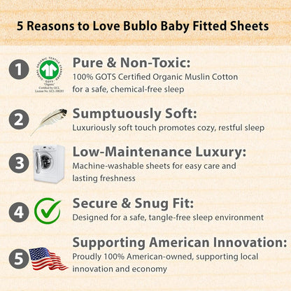 3-Pack Bedside Sleeper Bassinet Sheets | GOTS Certified Organic 100% Muslin Cotton | Ultra Soft & Breathable | 33×20×4” Fitted Sheets | Universal Fit 29–33” x 17–21” Pads