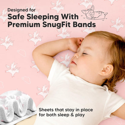 2-Pack Waterproof Pack and Play Sheets, Mini Crib Sheets Fitted for Boy, Girl - 38 x 26 Viscose from Bamboo Pack N Play Mattress Sheets for Graco, Toddler Playard Baby Crib Sheets Neutral (Blue Flax) - Colors B