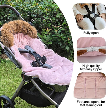 HOUSBAY Baby Stroller Bunting Bags Stroller Footmuff Universal Sleeping Bag Winter Outdoor Hooded Bunting Bag Windproof and Water-Resistant Suitable Below 5 ℃