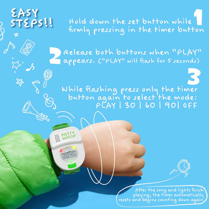 Potty Watch for Kids Potty Training - Potty Training Watch with 3 Fun Flashing Lights and Music - Water-Resistant Watch - Potty Watch Remind Kids Every 30, 60 or 90 Minutes - Pink