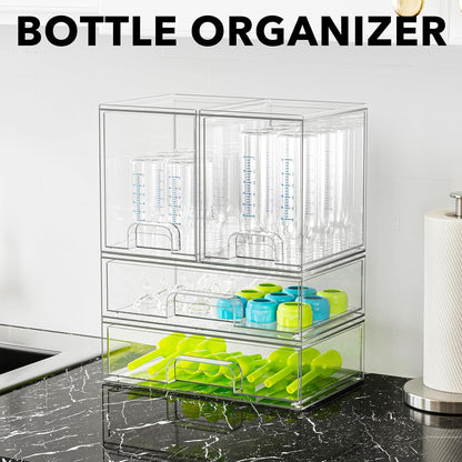 SpaceAid Bottle Storage Organizer Baby - Acrylic Bottles Station Organizer Container, Stackable Clear Drawers for Countertop, Vanity, Bathroom, Cabinet, Pantry Organization, 5 Pack, 2S2M1L, 15.4" H