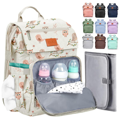 PILLANI Baby Diaper Bag Backpack - Large Waterproof Travel Diaper Bag for Boys & Girls, 16 Organizer Pockets with Changing Pad, Insulated Bottle Pockets & Stroller Straps, Baby Shower Gifts, Dinosaur