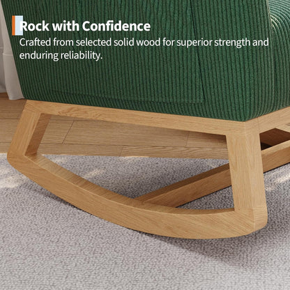 Modern Nursery Rocking Chair, Upholstered Glider Rocking Chair for Living Room, Comfortable Rocker Recliner with Side Pocket, Rocker Glider for Bedroom, Nursing Room