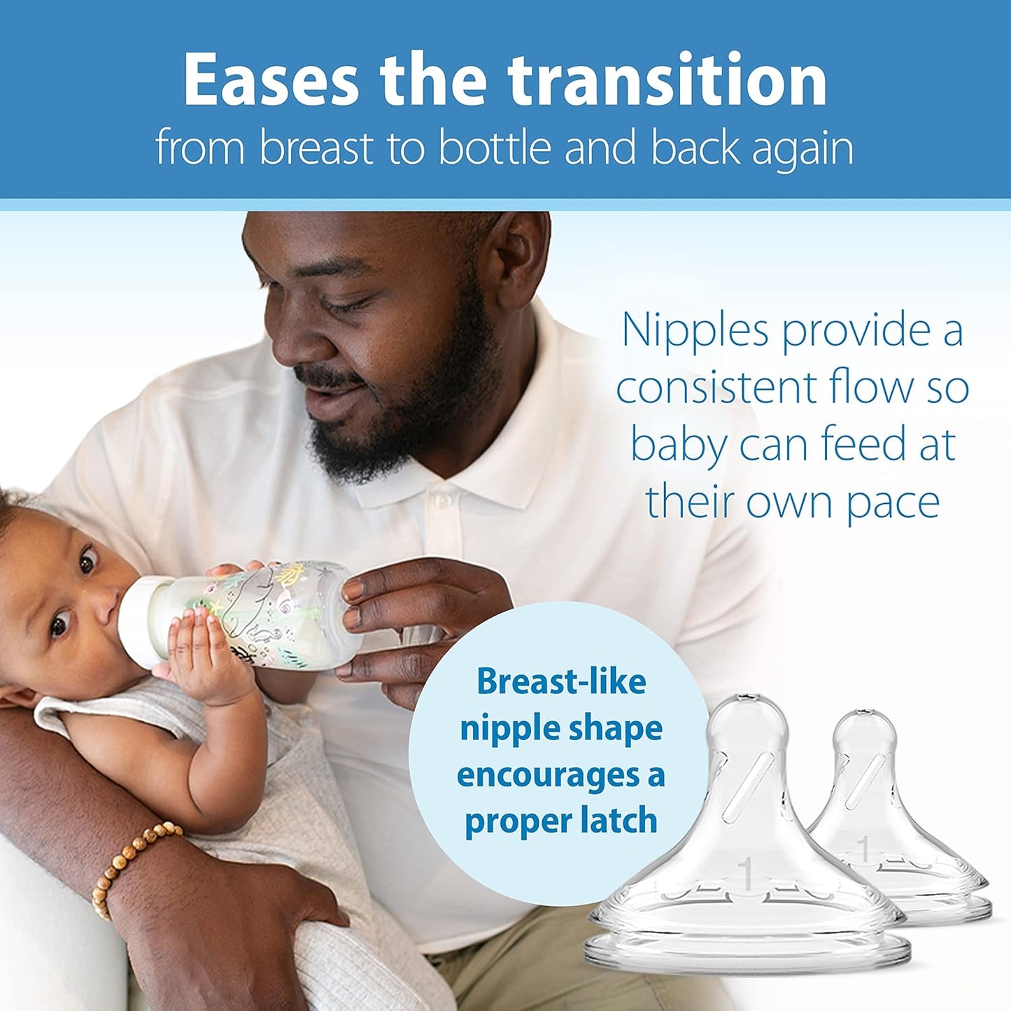 Dr. Brown's Anti-Colic Options + Wide-Neck Baby Bottle Designer Edition Dino Decos, 9oz/270mL, Level 1 Slow Flow Nipple, BPA-Free, 0m+, 2-Pack