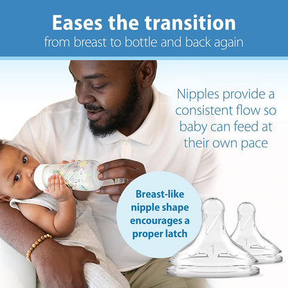 Dr. Brown's Anti-Colic Options + Wide-Neck Baby Bottle Designer Edition Dino Decos, 9oz/270mL, Level 1 Slow Flow Nipple, BPA-Free, 0m+, 2-Pack