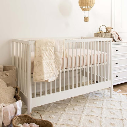 Burt's Bees Baby Essential Organic Cotton Fitted Crib Sheet, Breathable for Boy Girl Standard Crib & Toddler Mattresses