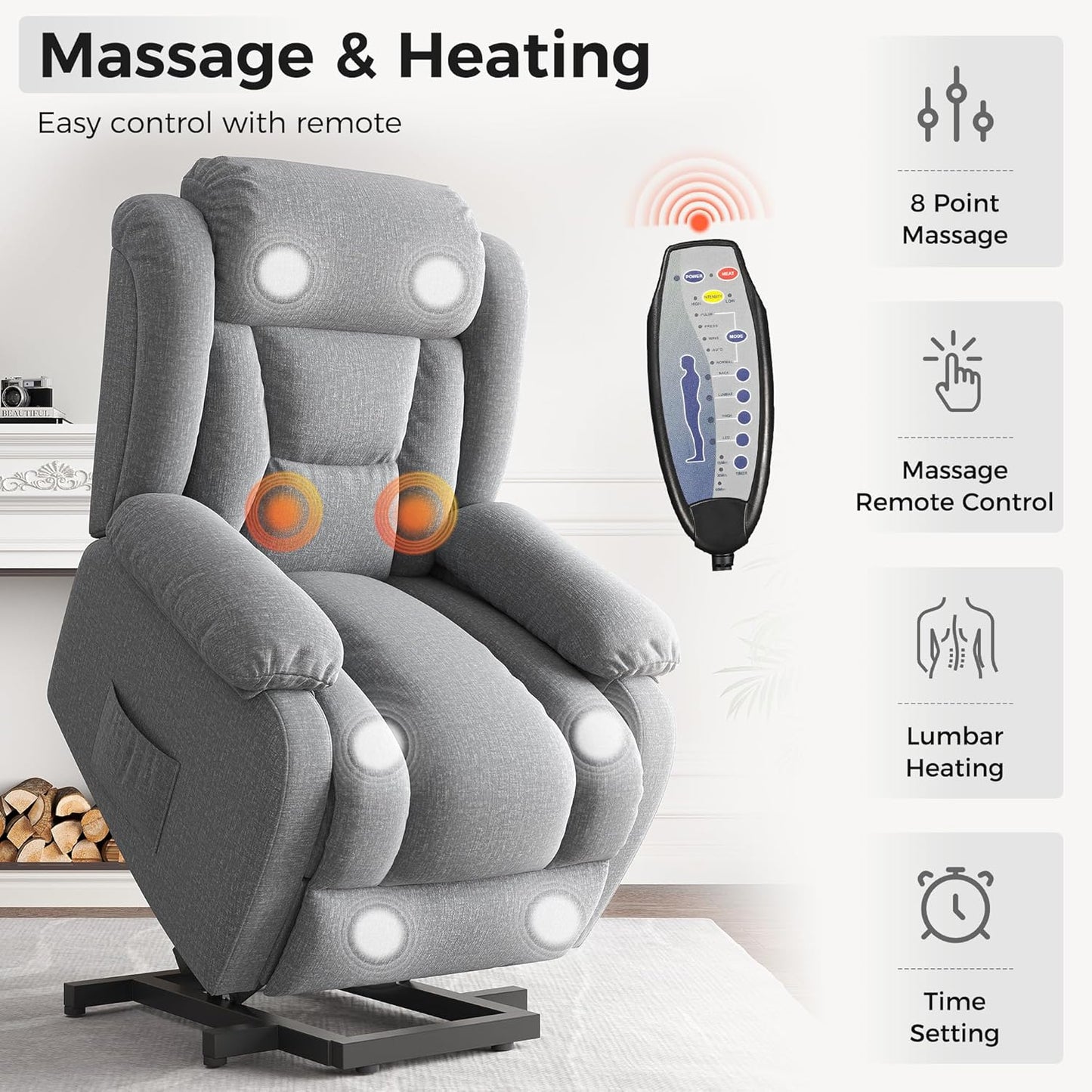 Amopatio Swivel Glider Recliner for Indoor, Nursery Rocker Chair Upholstered Single Sofa with Side Pockets and Footrest for Living Room Bedroom