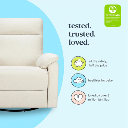 Davinci Suzy Glider Recliner Nursery Chair - Glider Rocking Chair for Nursery and Living Room - GREENGUARD Gold, FSC & Certi-PUR US Certified - 360° Swivel Rocker Recliner Chair (Cozy Cream Boucle)
