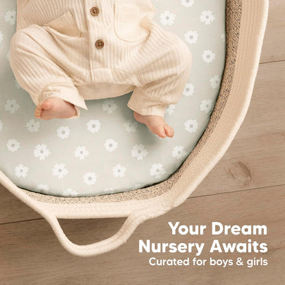2-Pack Baby Bassinet Sheets Girl, Boy - 33x17 Viscose Derived from Bamboo Bedside Mattress Fitted Bassinet Sheets, Compatible with Halo Bassinest Swivel Sleeper, Baby Delight, Graco (Pecan)