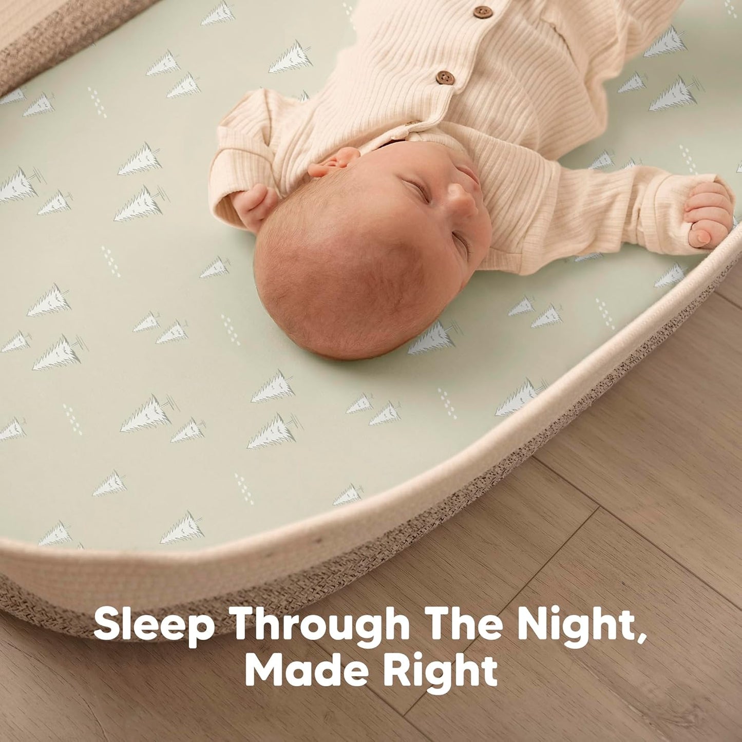 2-Pack Baby Bassinet Sheets Girl, Boy - 33x17 Viscose Derived from Bamboo Bedside Mattress Fitted Bassinet Sheets, Compatible with Halo Bassinest Swivel Sleeper, Baby Delight, Graco (Pecan)
