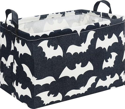 Rectangle Storage Basket with Handles,Collapsible Kids Toys Bin,Books Box,Gift Basket(Bat)