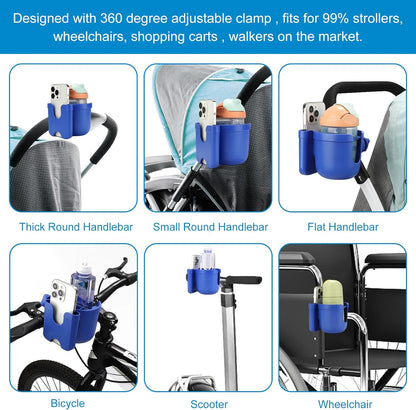 Accmor Stroller Cup Holder with Phone Holder, Bike Cup Holder, Universal Cup Holder for Uppababy Nuna Doona Strollers, 2-in-1 Cup Phone Holder for Stroller Bike Accessory