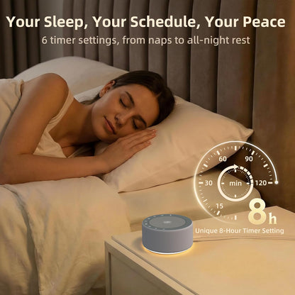 Kipcush White Noise Machine with Night Light – Nursery Sound Machine with Soft Non-Glare Lamp, 30 Soothing Sounds, 8 Color Lights, Up to 8-Hour Timer for Baby & Adults