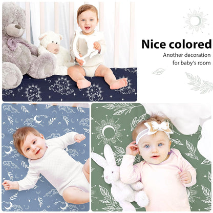 Baby Mini Crib Sheets Girl, Portable 38”x26” Pack and Play Sheets Fitted for Playard and Pack N Play Mattress, 3-Pack Soft Microfiber Pink Rainbow