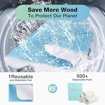Washable Waterproof Underpads, 24" x 18" (3 Pack) Reusable Incontinence Pads for Chair, Bassinet, Crib, Car Seat, Sofa, Wheelchair, Small Size