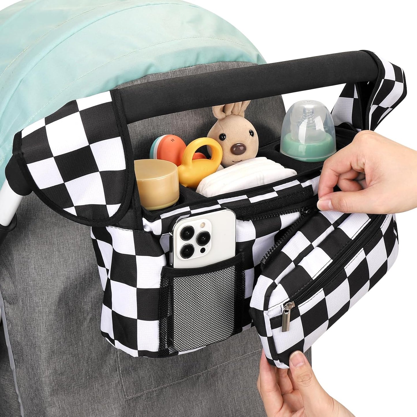 Accmor Universal Stroller Organizer with Insulated Cup Holder Detachable Phone Bag and Shoulder Strap,Stroller Bag Caddy Organizer Fits for Uppababy, Baby Jogger, Britax Strollers