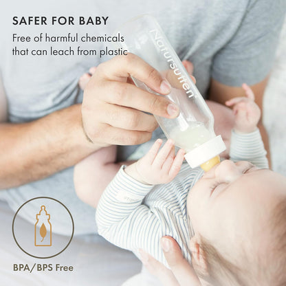 Natursutten Anti-Colic Glass Baby Bottle 2-Pack - 4 Ounce Bottles for Breastfeeding Babies - Newborn Bottles Set: Natural Rubber Slow-Flow Bottle Nipples, Seals, Valves, Baby Bottle Caps