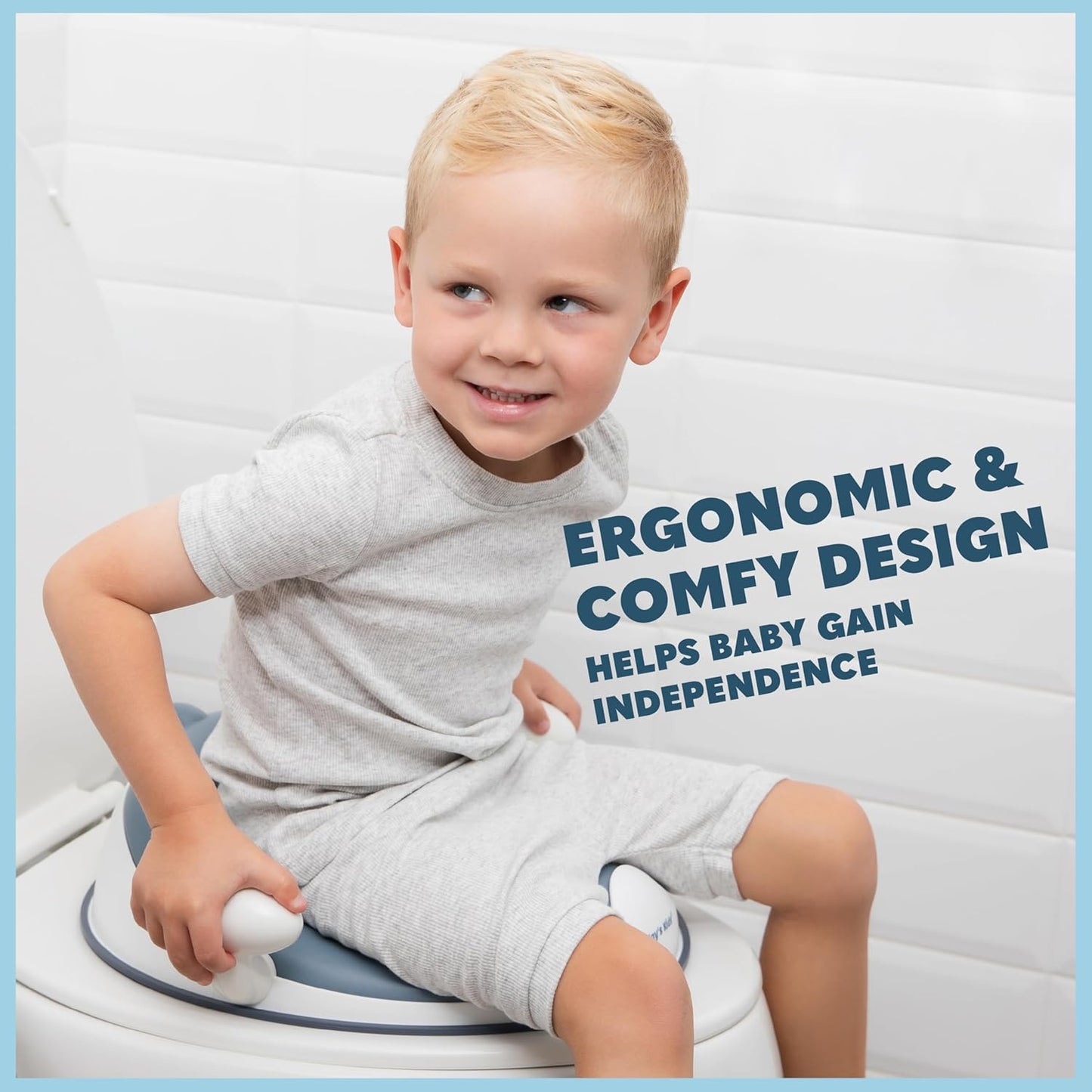 Todays Kids Anti-Slip Baby Training Toilet Seat for Toddlers - Comfortable & Soft Cushion, Secure Grip Handles - Splash Guard Design Potty Toddler Toilet Seat Attachment, Easy Storage Loop - Blue