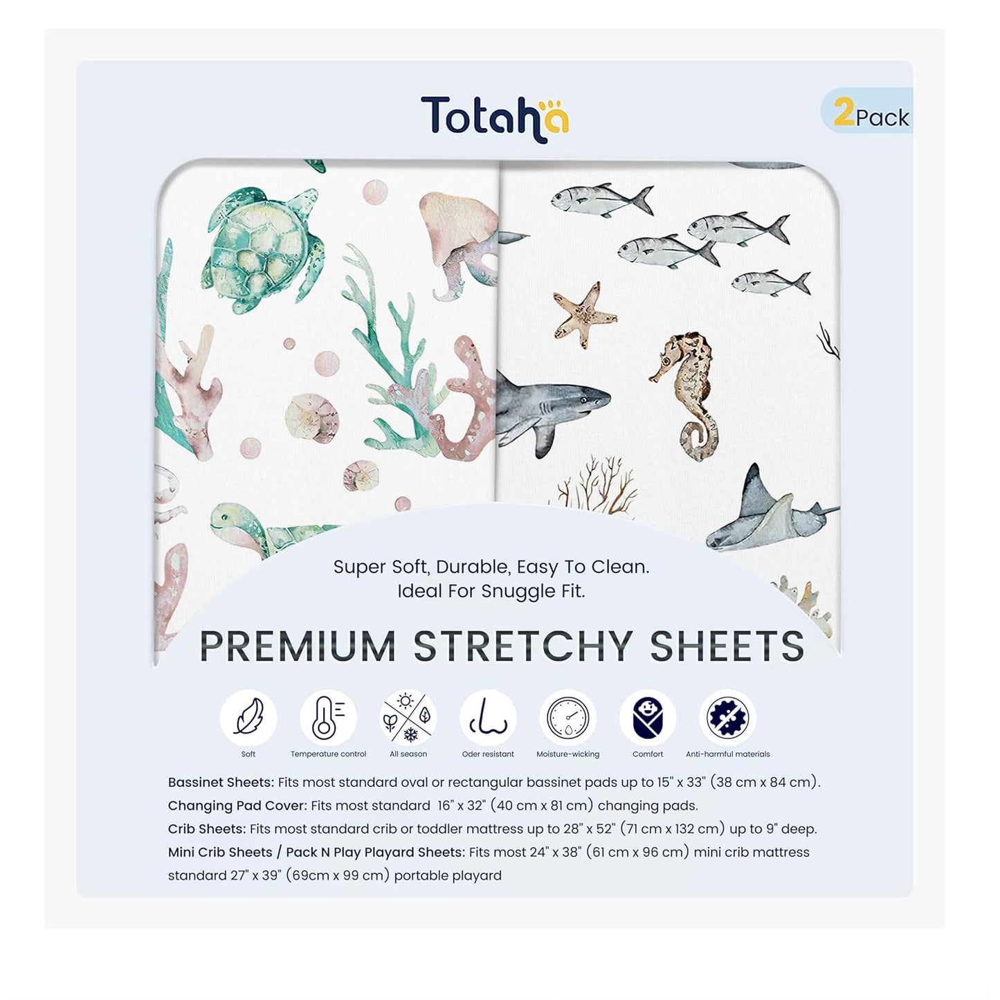 TotAha Premium Stretchy Bassinet Sheets for Baby Girl, Silky Comfort Cradle Sheets Fitted 18 x 36 for Oval, Rectangular, Hourglass Mattress, Hypoallergenic, Buttery Soft 2-Pack (Floral & Pale Pink)