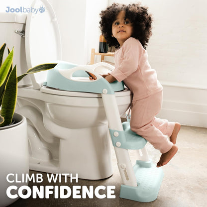 Jool Baby Potty Training Seat with 2 Step Ladder for Toddlers - Splash Guard, Adjustable Height (Gray)