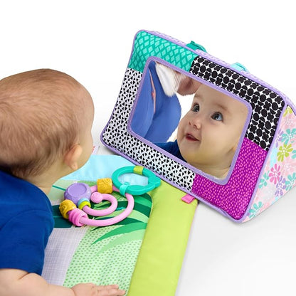Bright Starts Treetop Bloom Baby Activity Gym & Tummy Time Mat with Toy Bar and 4 Toys, Prop-Up Mirror, Ages Newborn & Up