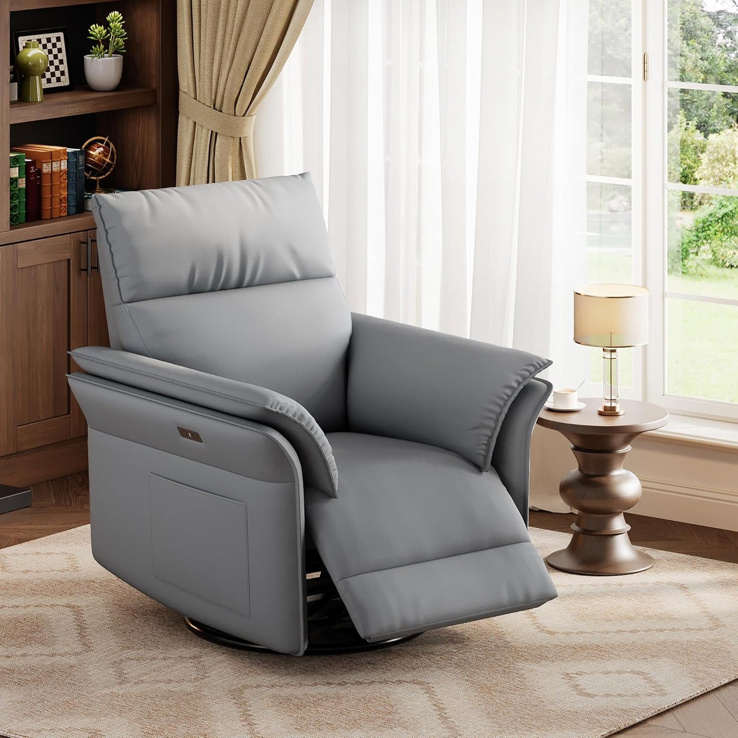 IDEALHOUSE Swivel Rocking Nursery Recliner Chair Rocker Recliner Glider Deep Seat PU Leather Sofa Chair with high Backrest for Nursery, Living Room, Bedroom & Home Movie Theater (Chocolate)