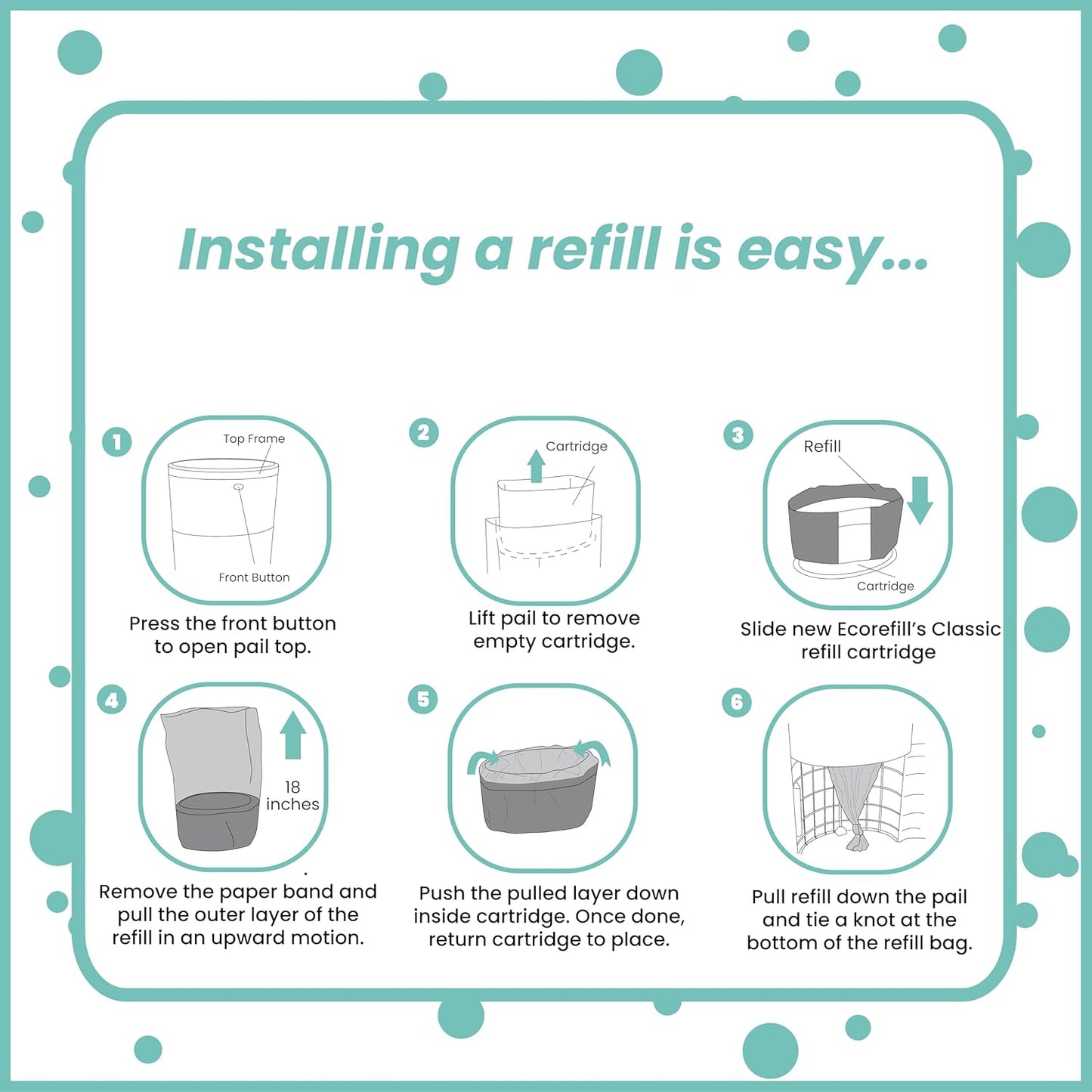 Adult Diaper Liner Refills Compatible with Janibell Akord 280 Slim 8 Pack for 2860 Diapers (Extra 10% Length & 30% Thickness) Incontinence Disposal System Plant Scent to Eliminate Waste/Odor Resistant