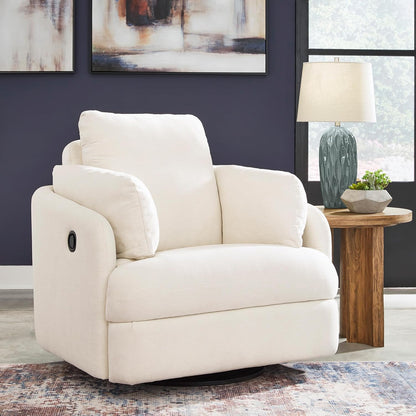 Signature Design by Ashley Modmax Coastal Press-Back Swivel Glider Rocker Recliner with Machine Washable Cover, Hidden Storage Compartments and 2 Bolster Pillows, Beige - Colors B