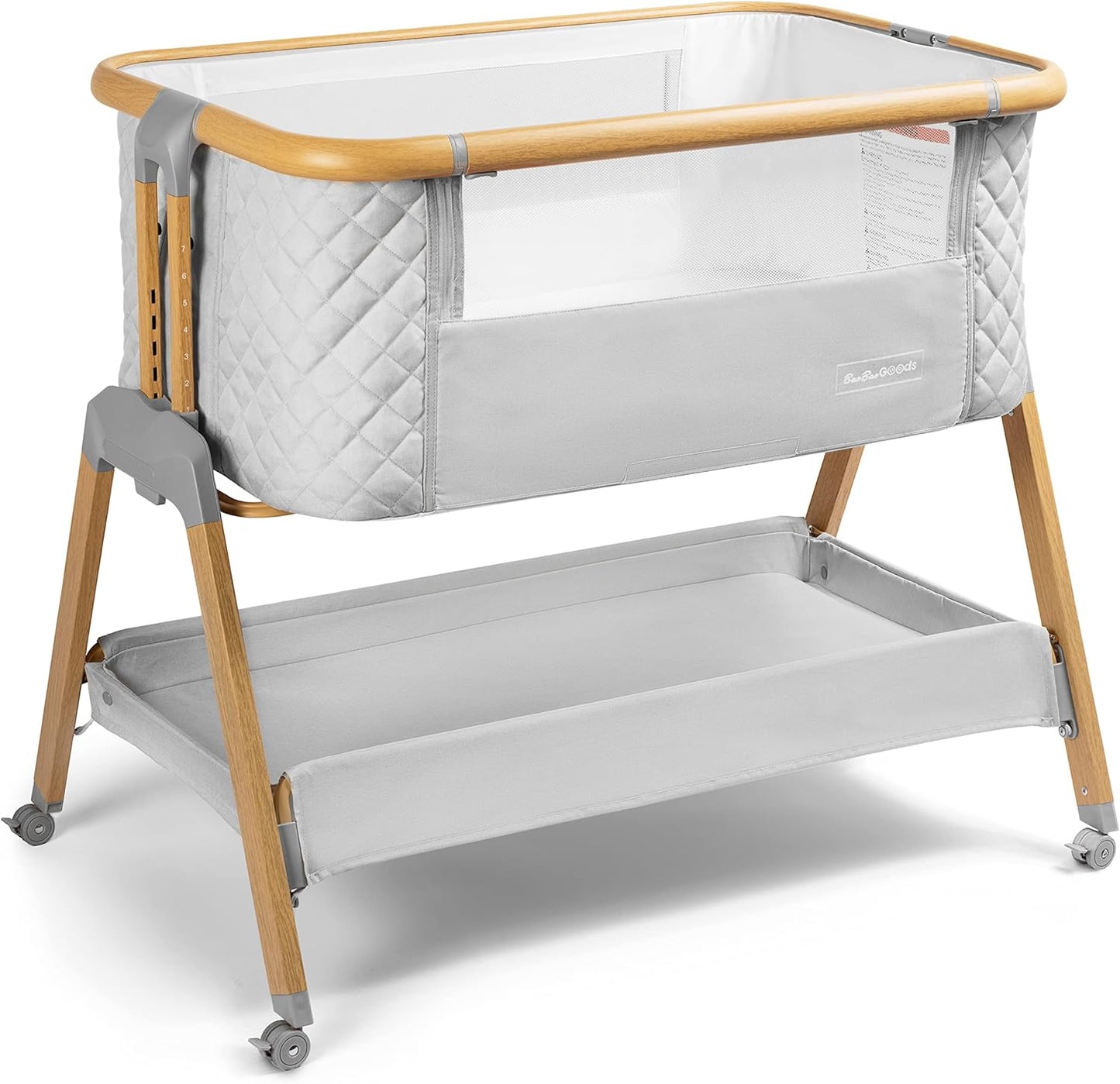 3 In 1 Baby Bassinet with Wheels, Portable Bedside Sleeper for Baby with 7 Adjustable Heights and Foam Mattress, Baby Bedside Crib for Newborns and Infants with Storage Basket, Carry Bag Included