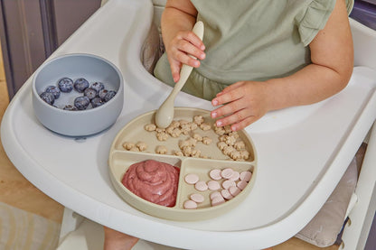 dollop Silicone Suction Bowl | BPA Free | Dishwasher & Microwave Safe (Slate Blue)