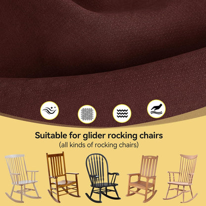 Millsilo Rocking Chair Cushions 3-Piece Set with Neck Pillow, Indoor Rocker Comfortable Tufted Non-Slip Pads with Ties, High-Density Foam Cushion for Adirondack Glider Chair, Orange, 52 x 19 x 4 Inch