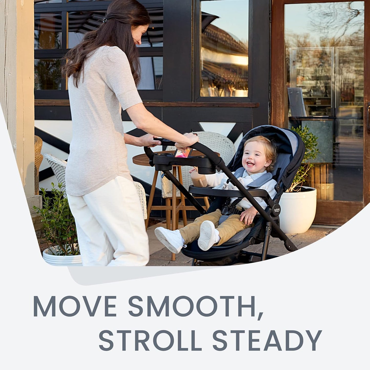 Britax Brook+ Modular Baby Stroller, Ultra-Lightweight Infant and Toddler Stroller with SafeWash Insert and 4 Ways to Stroll, Graphite Onyx